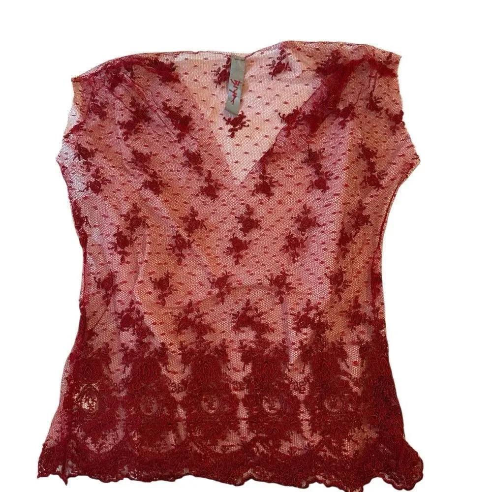 Elegant Lace Chemise in Rich Burgundy